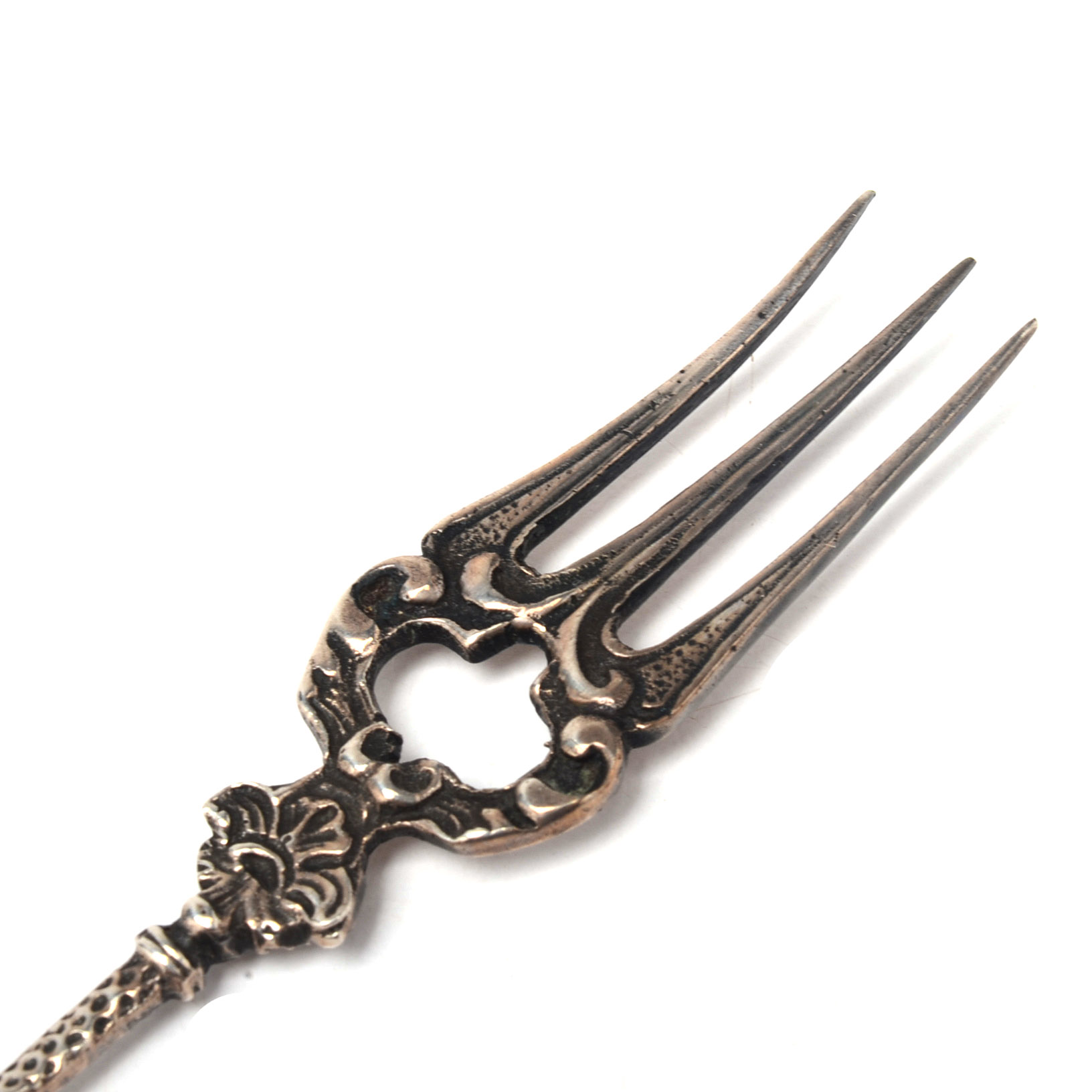 Antique Italian 800 Silver Olive Forks With Figural Handles