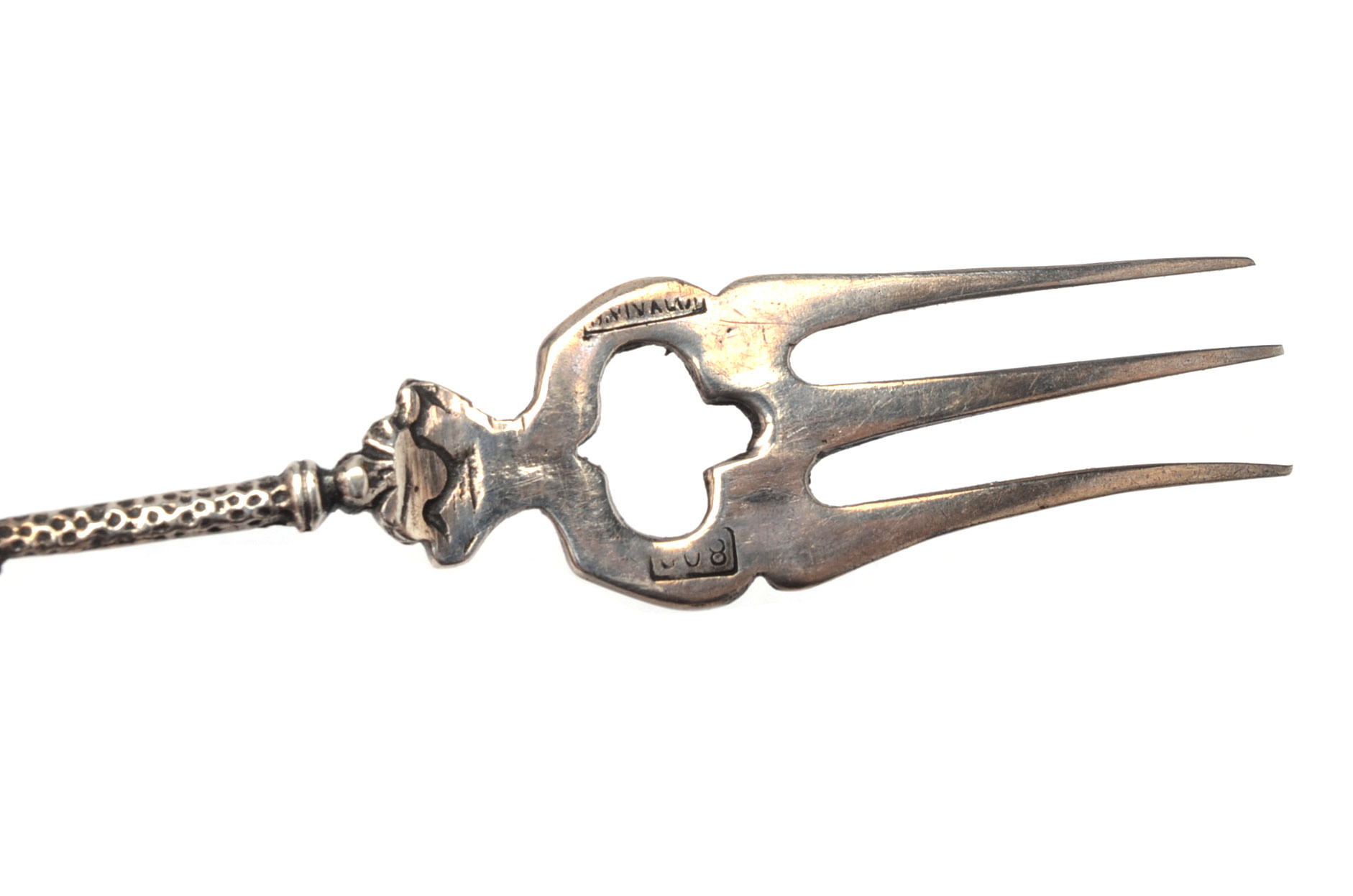 Antique Italian 800 Silver Olive Forks With Figural Handles