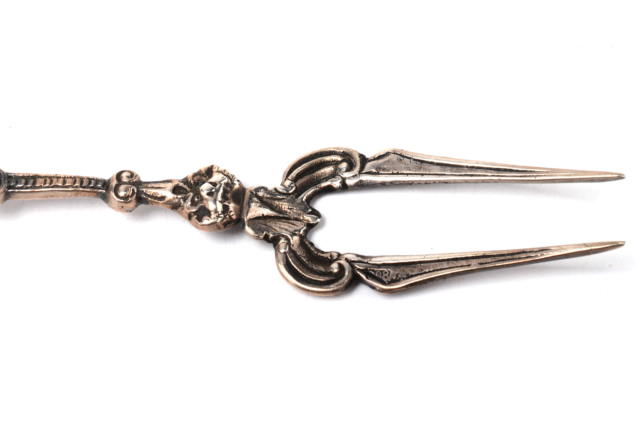 Antique Italian 800 Silver Olive Forks With Figural Handles