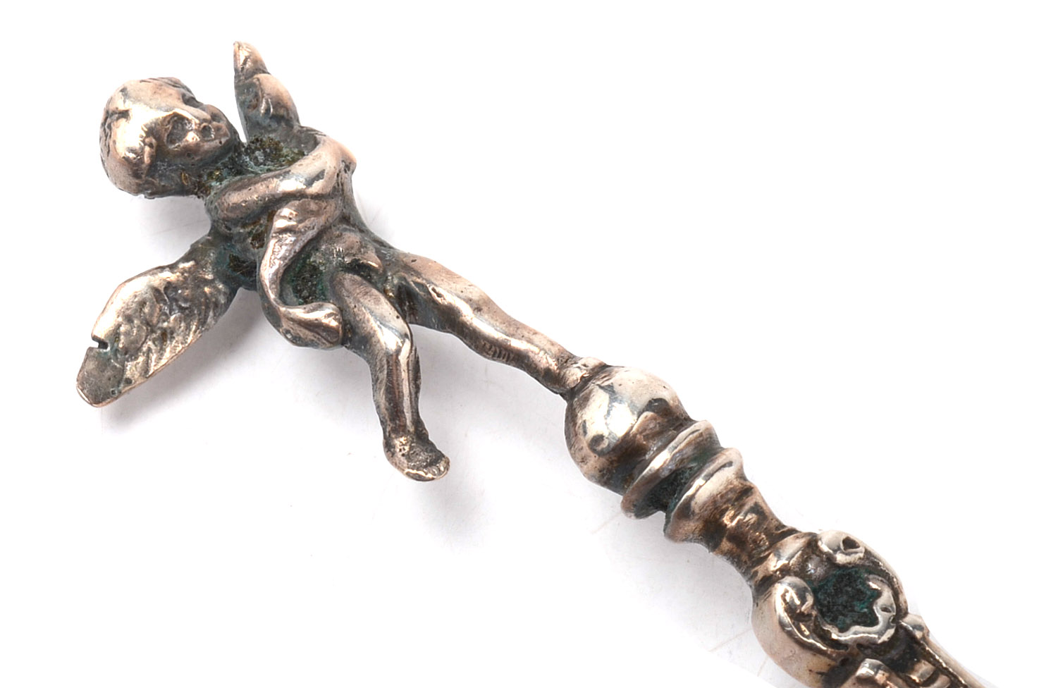 Antique Italian 800 Silver Olive Forks With Figural Handles