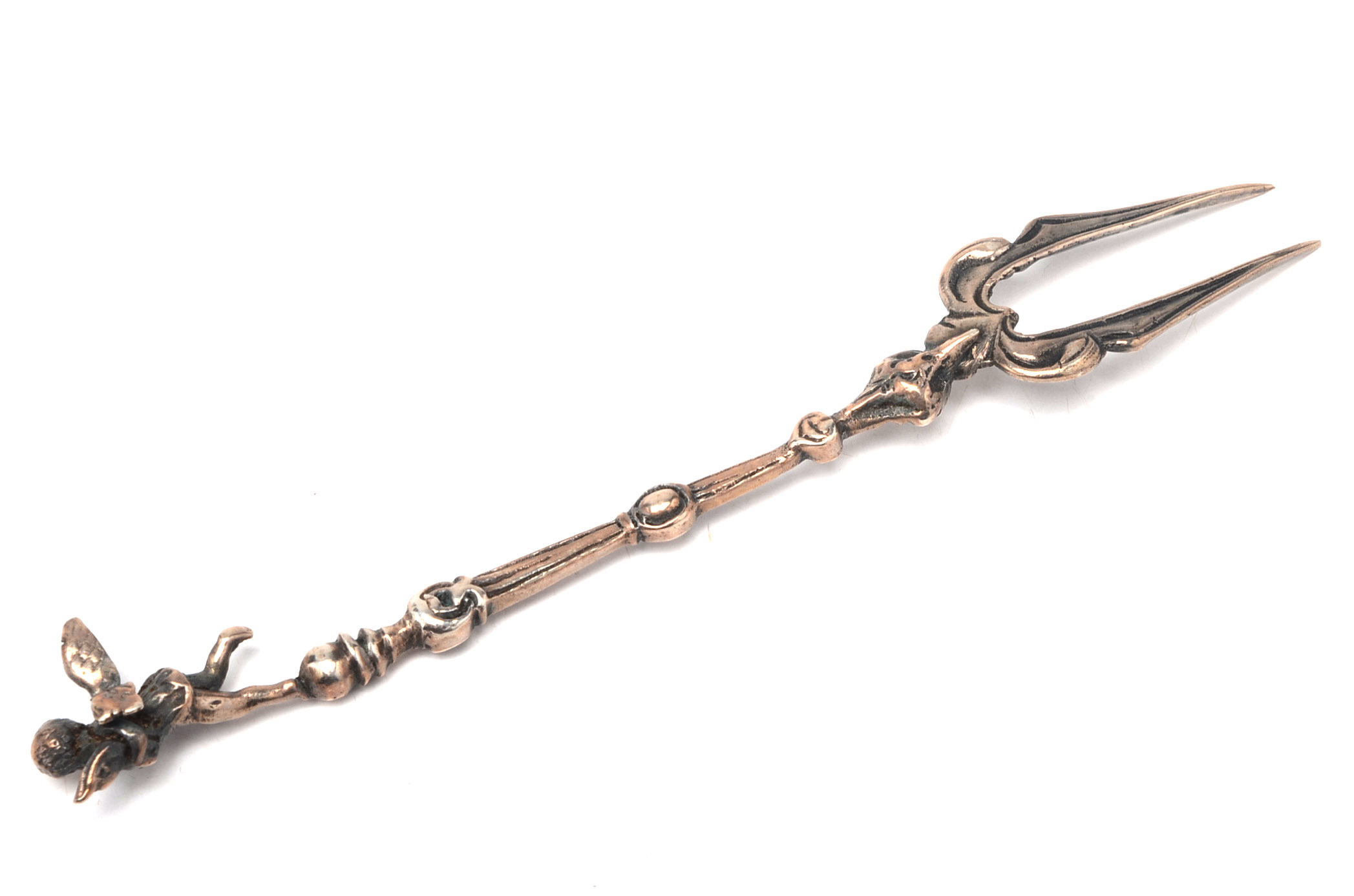 Antique Italian 800 Silver Olive Forks With Figural Handles