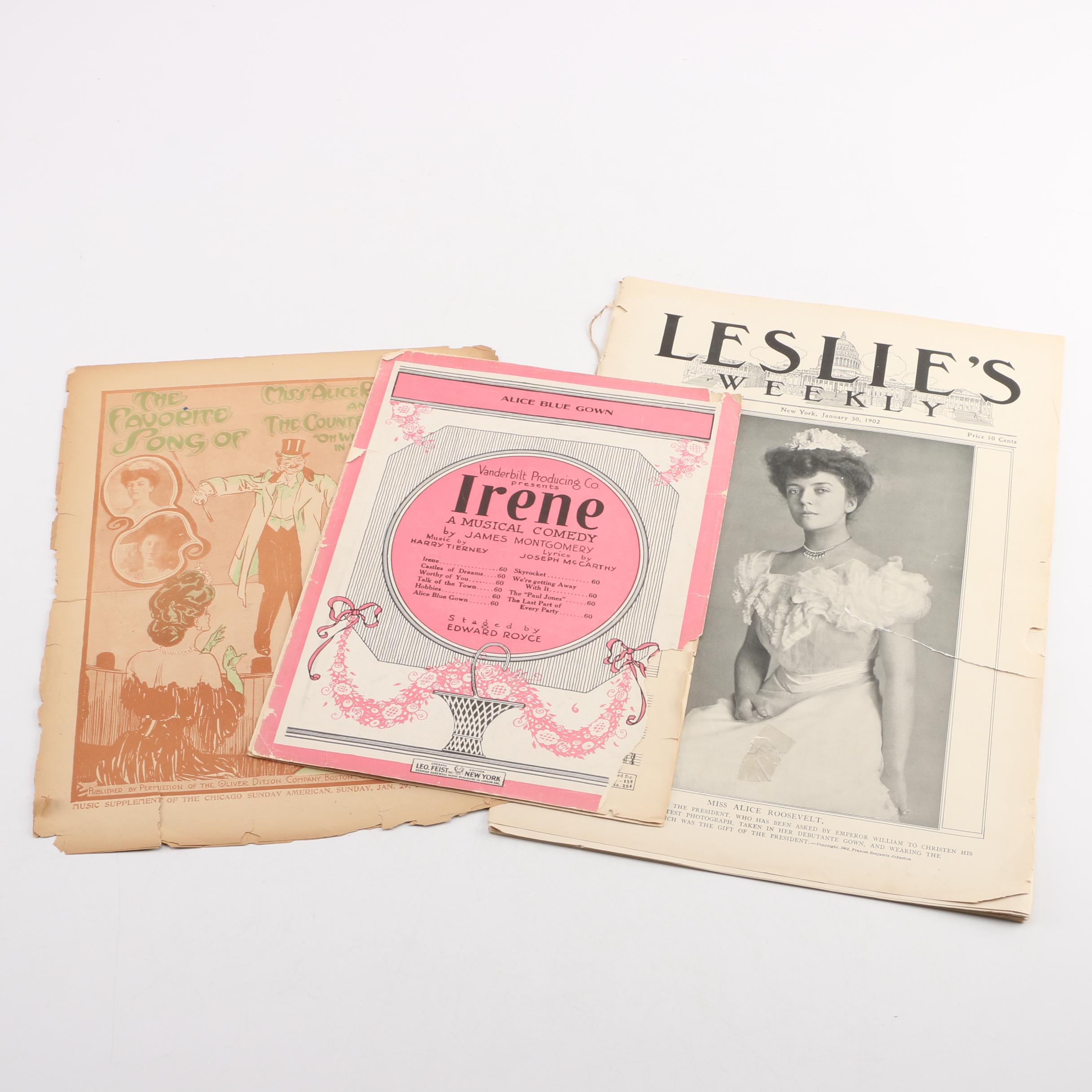 Socialite Alice Roosevelt Longworth Memorabilia and Sheet Music