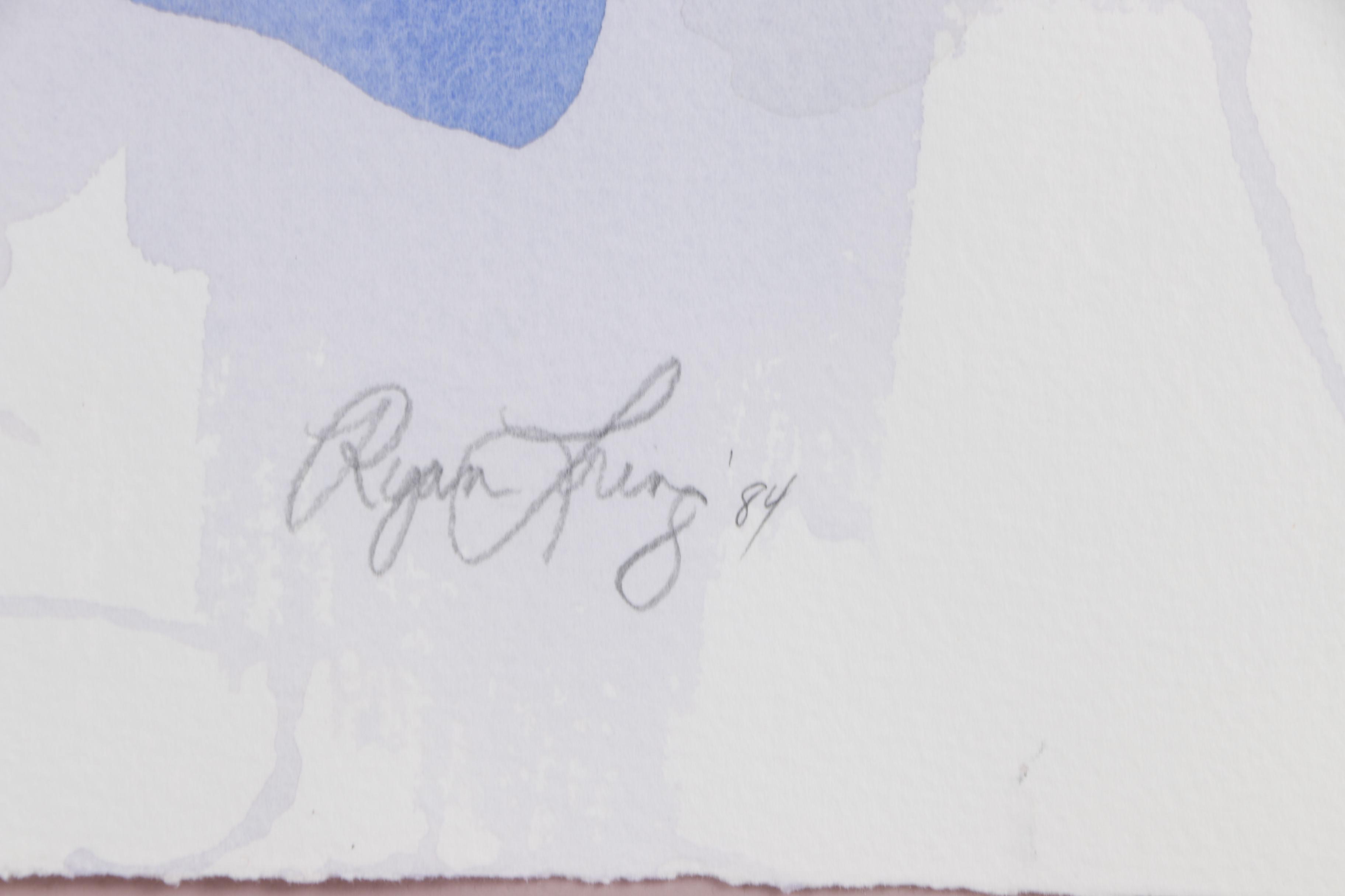 Ryan Loring 1984 Watercolor Painting of Abstract Composition