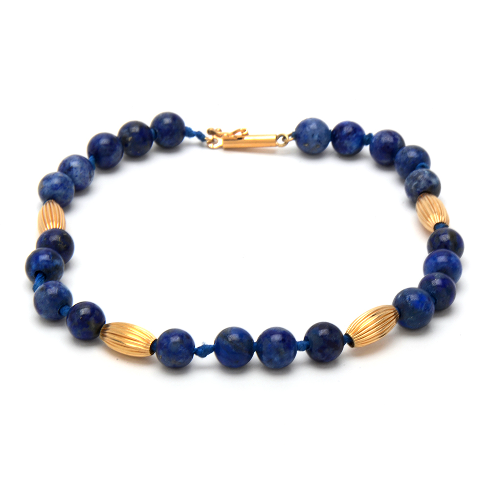 14K Yellow Gold Lapis Lazuli Bracelet