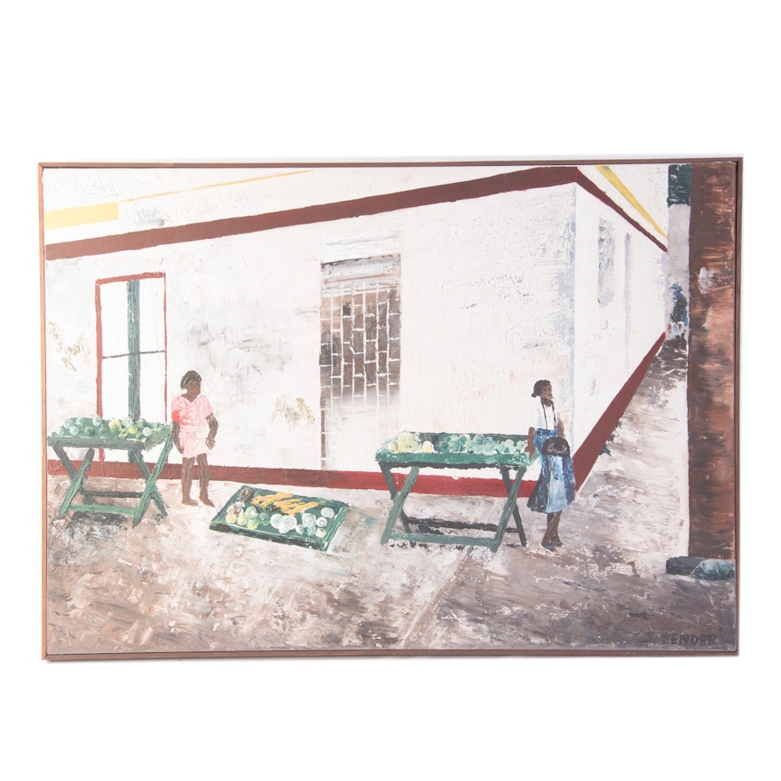 Julie M. Bender Original Acrylic on Canvas "The Streets of St. Lucia"