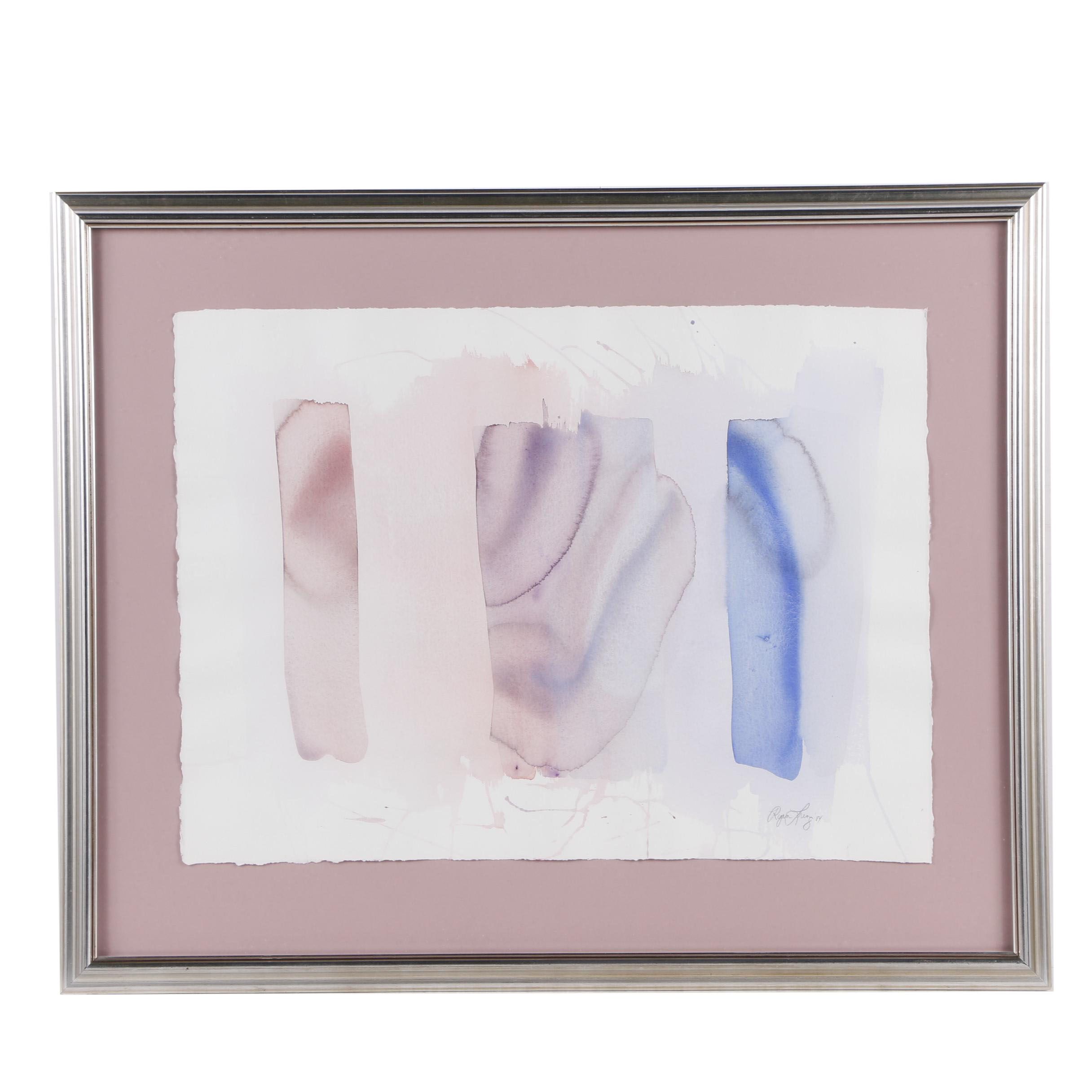 Ryan Loring 1984 Watercolor Painting of Abstract Composition