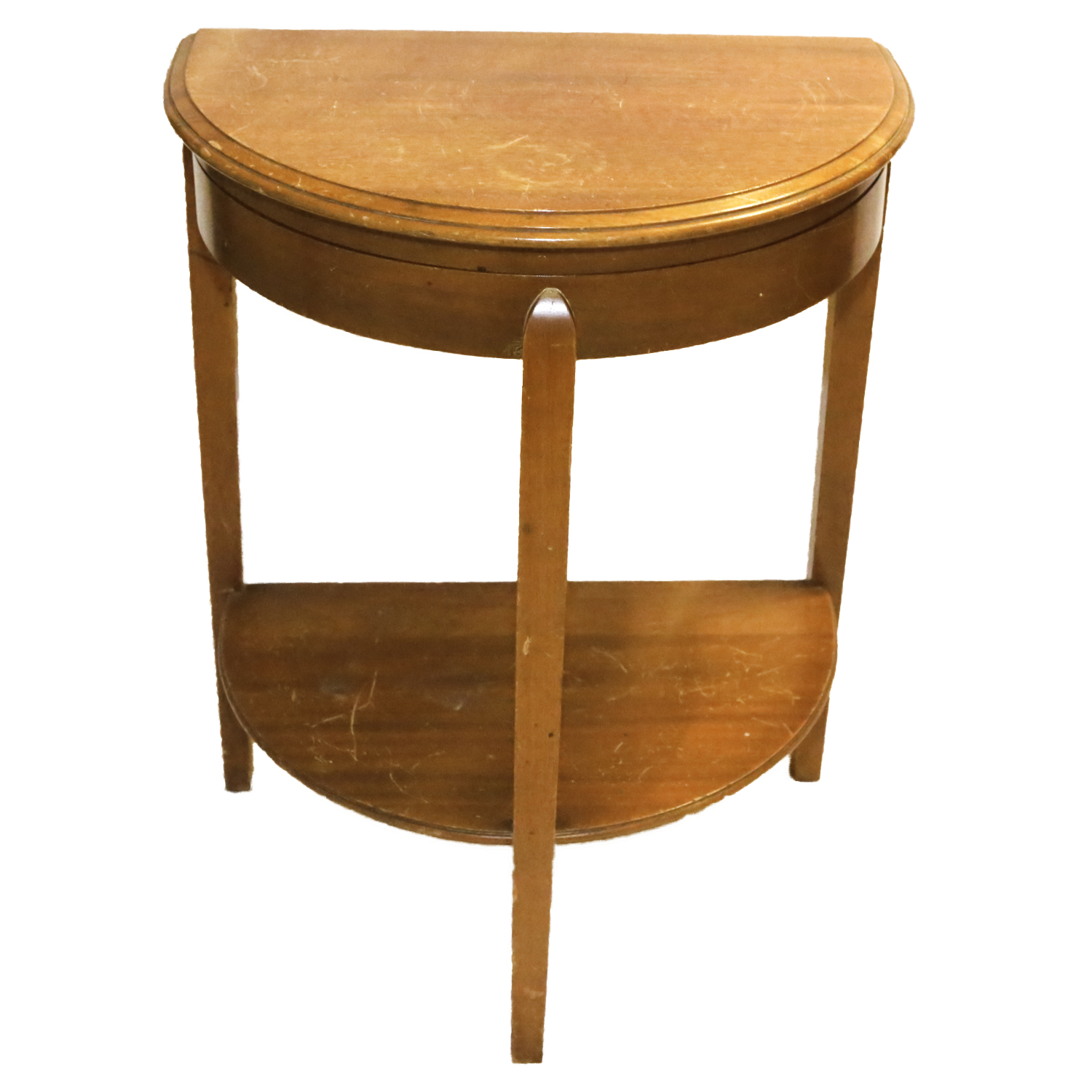 Vintage Mahogany Demilune Table with Flatware Storage