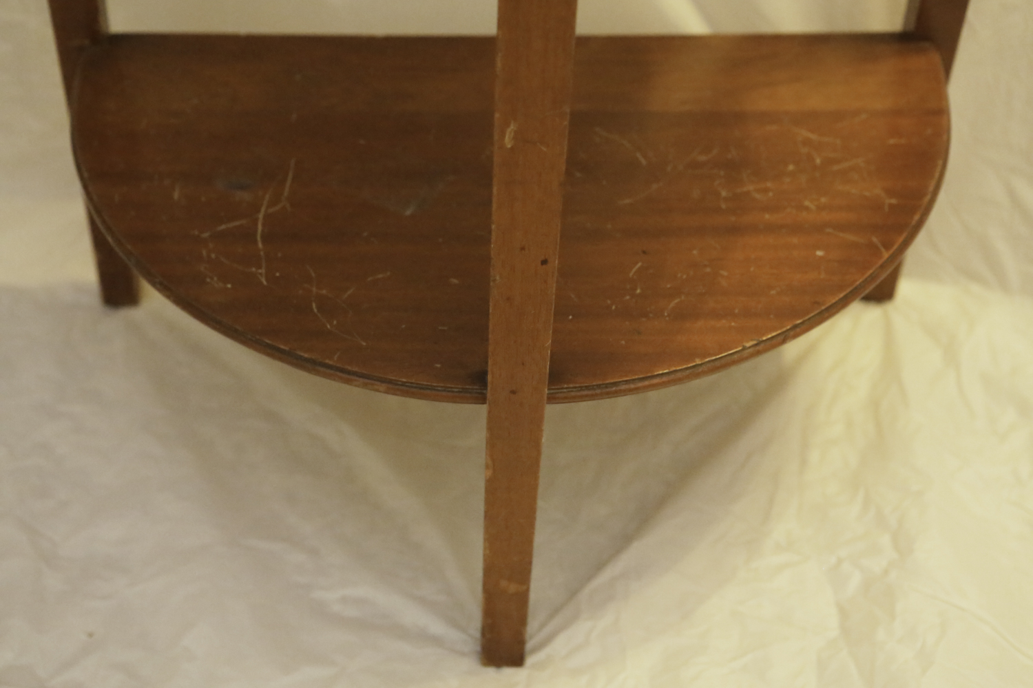 Vintage Mahogany Demilune Table with Flatware Storage