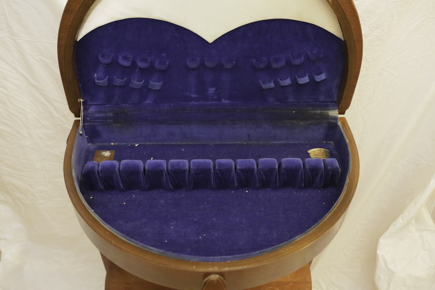 Vintage Mahogany Demilune Table with Flatware Storage