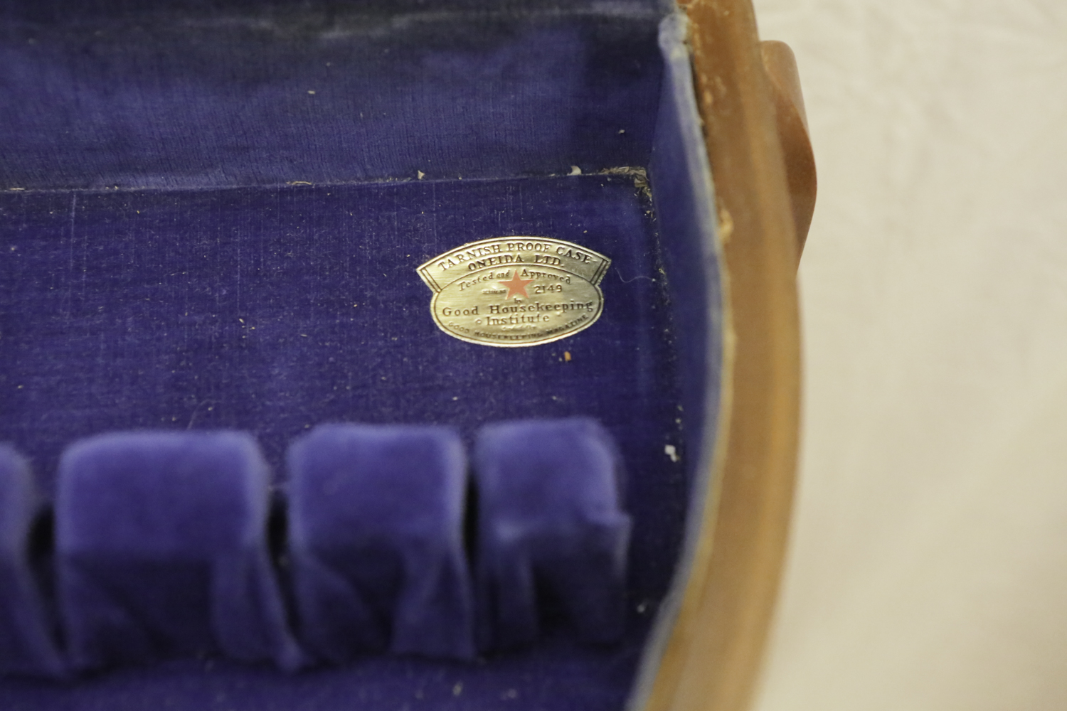 Vintage Mahogany Demilune Table with Flatware Storage