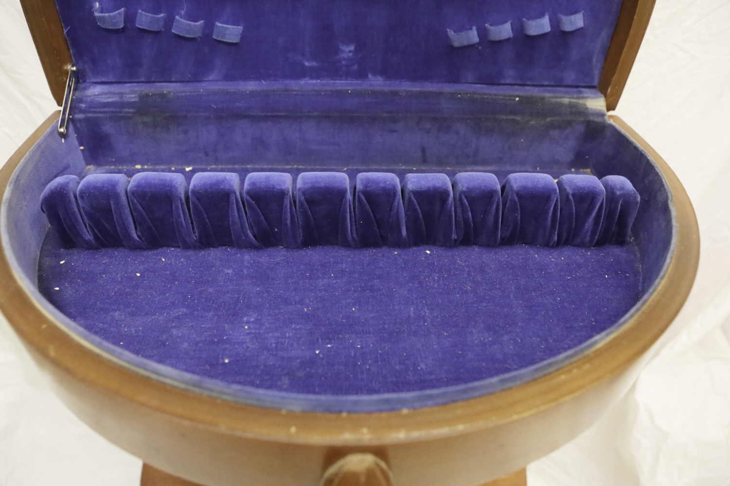 Vintage Mahogany Demilune Table with Flatware Storage