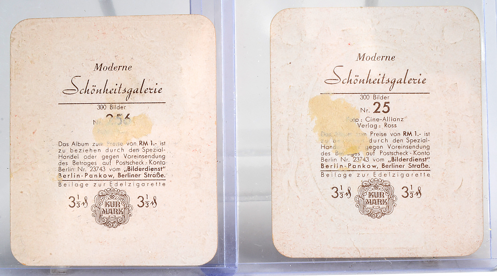 Fifty-Four 1934 "Kur Mark" German Cinema Stars Cigarettes Trading Cards