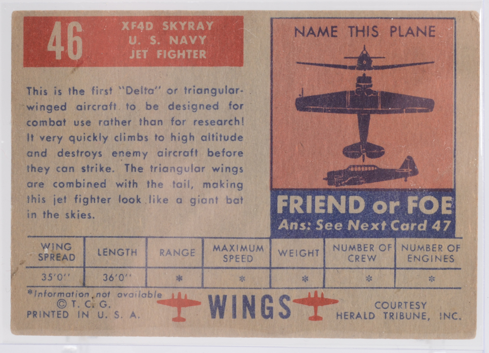 Thirty-Two 1952 Topps "Friend Or Foe Wings" Identification Trading Cards