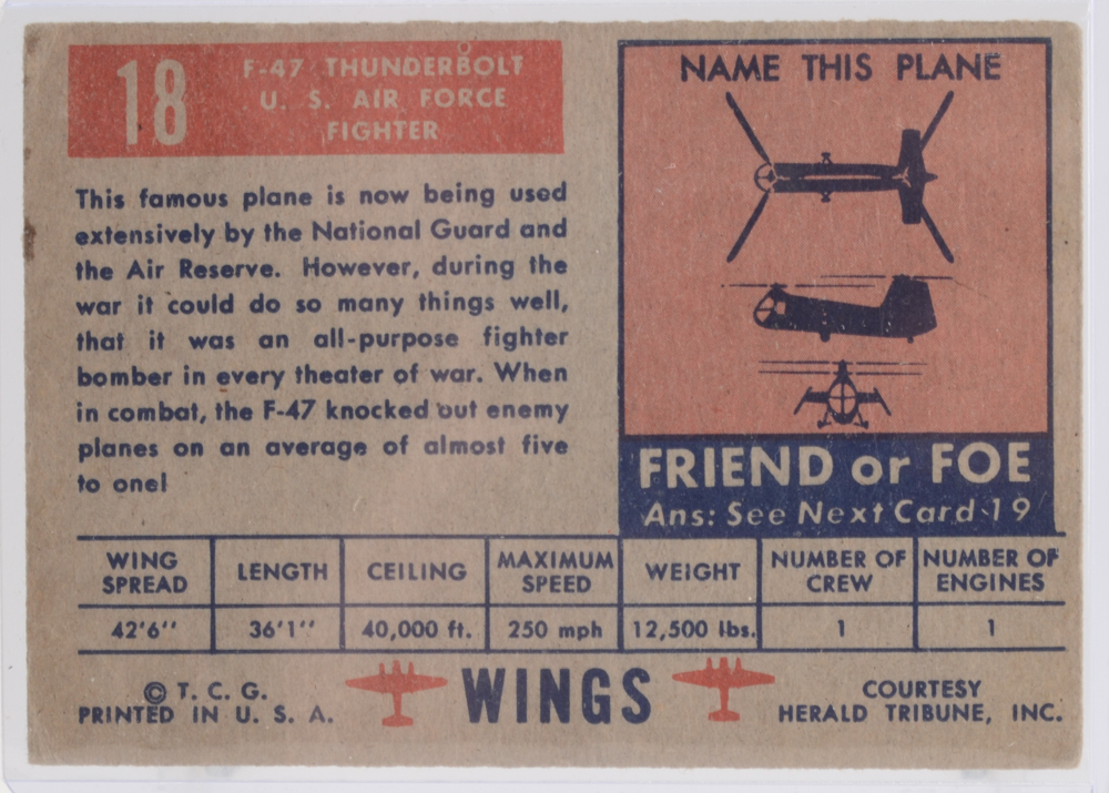 Thirty-Two 1952 Topps "Friend Or Foe Wings" Identification Trading Cards