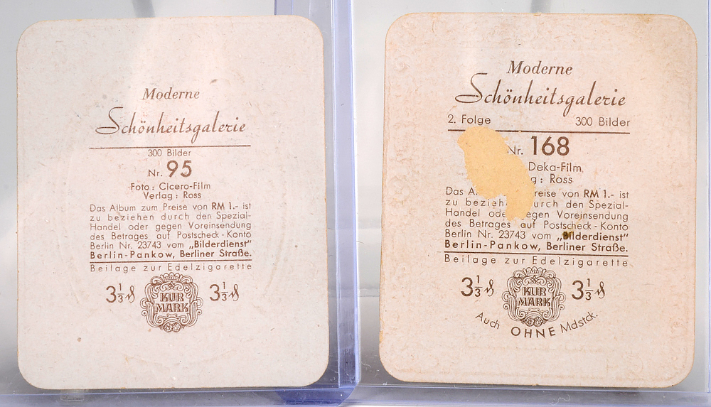 Fifty-Four 1934 "Kur Mark" German Cinema Stars Cigarettes Trading Cards