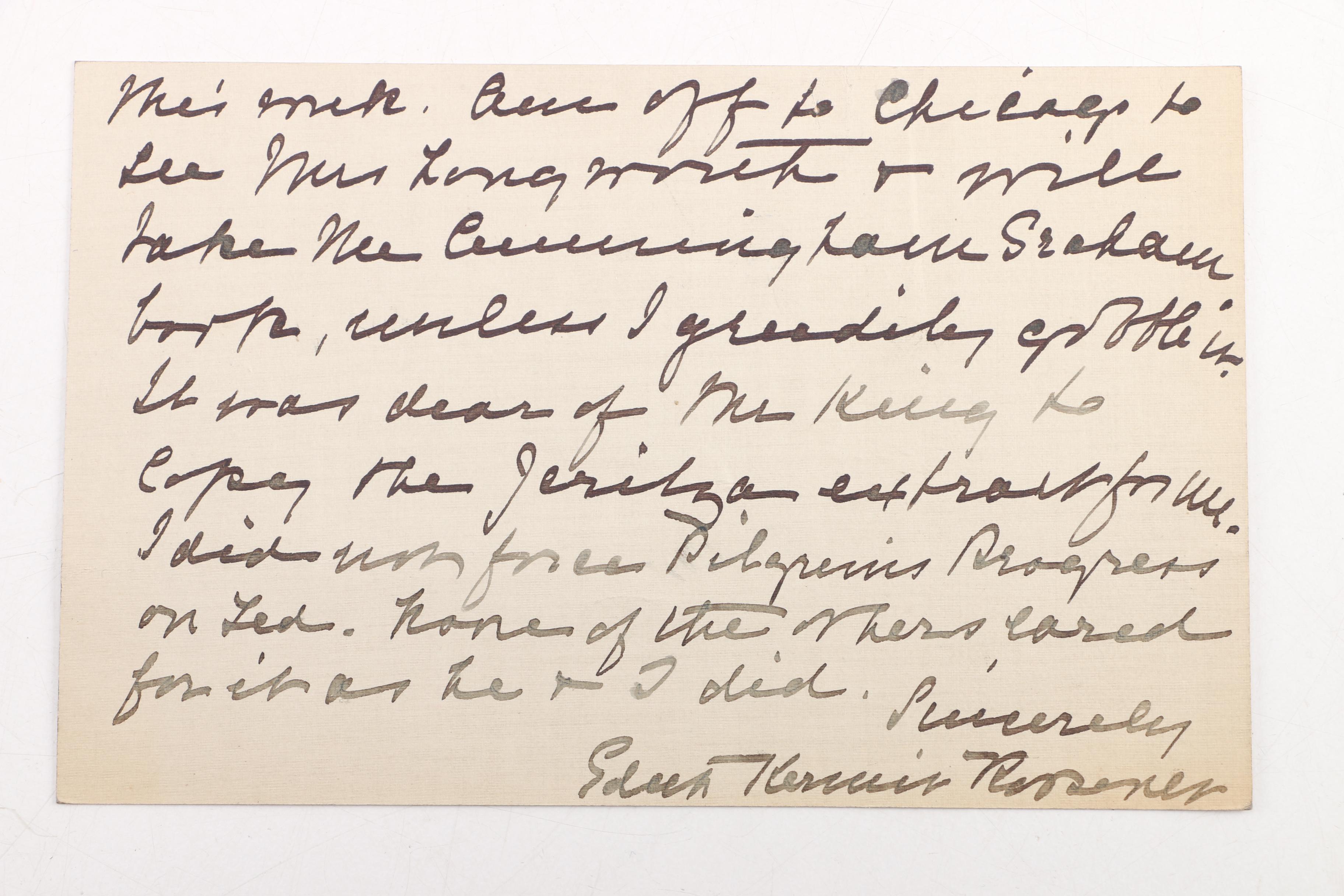 1916 Handwritten Note from Mrs. Edith Roosevelt on Sagamore Hill Card