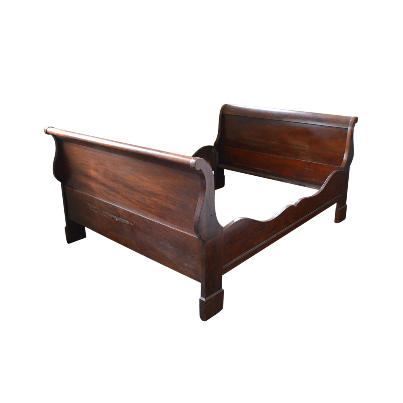 Antique Full-Size Mahogany Sleigh Bed