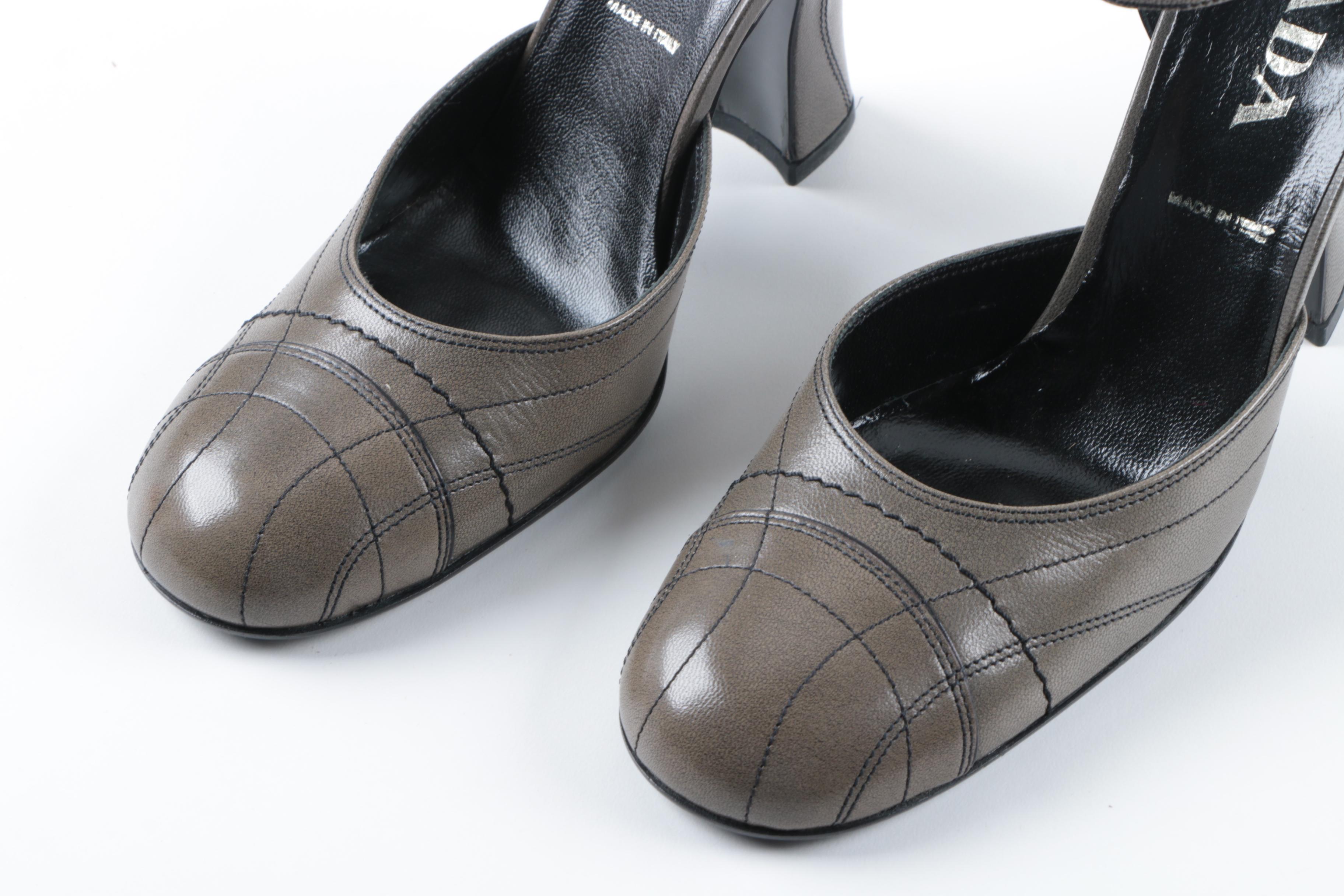 Prada Heels with Decorative Stitching