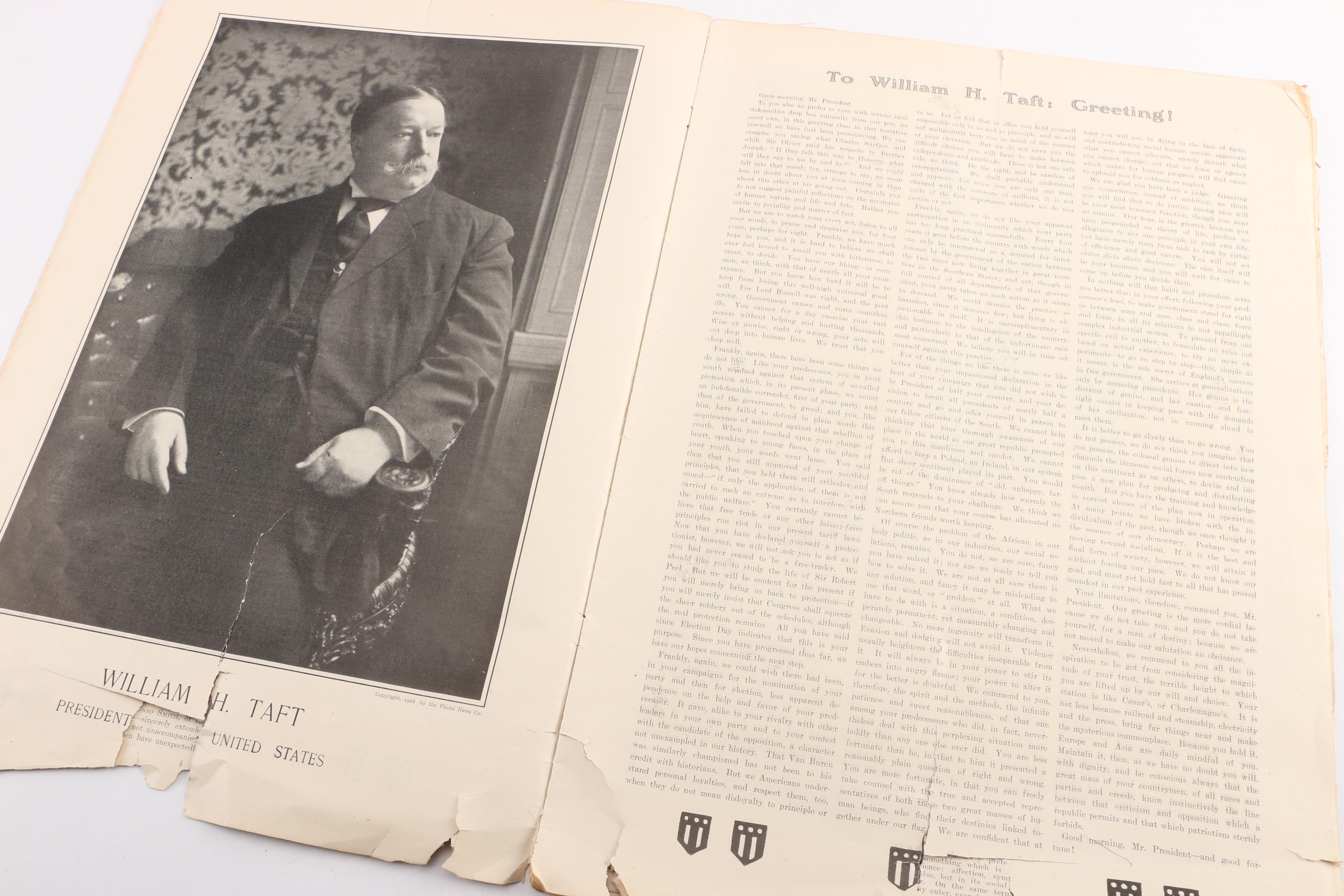 President Taft White House Dinner Invitation, Family Photos, Books and Ephemera