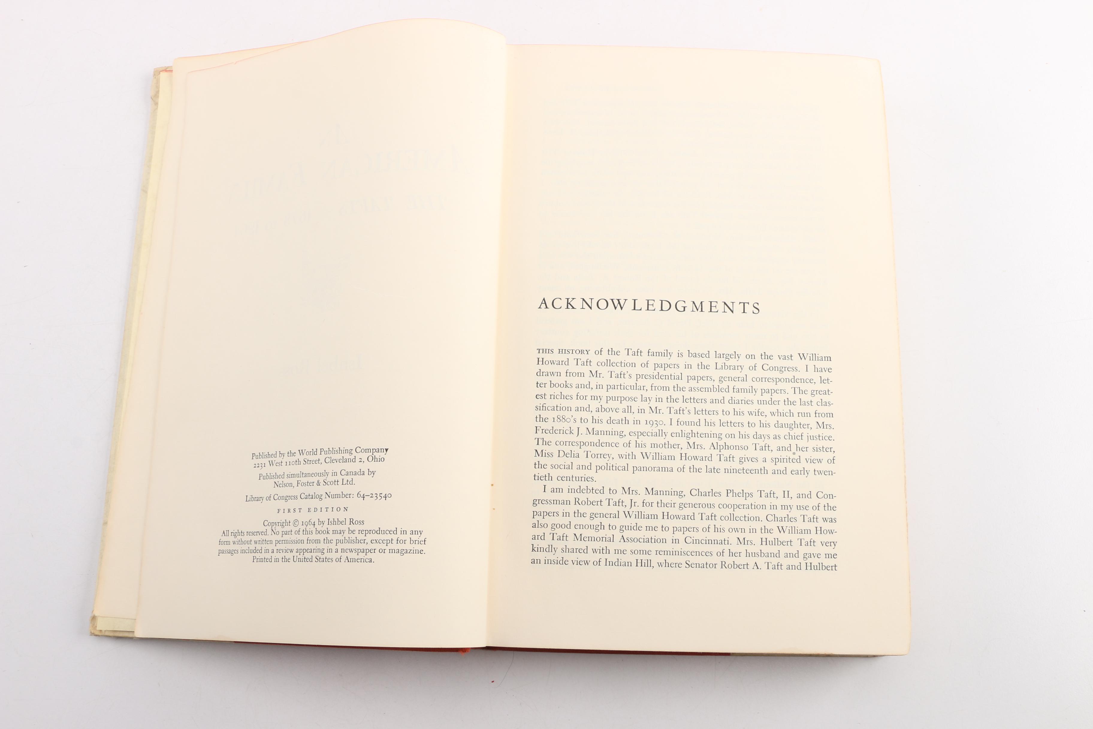 President Taft White House Dinner Invitation, Family Photos, Books and Ephemera