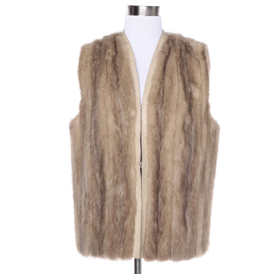 Vintage Leather-Trimmed Mink Fur Vest