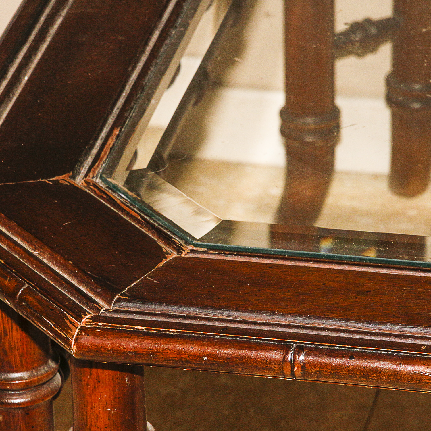 Mahogany Finished Glass Topped Coffee Table