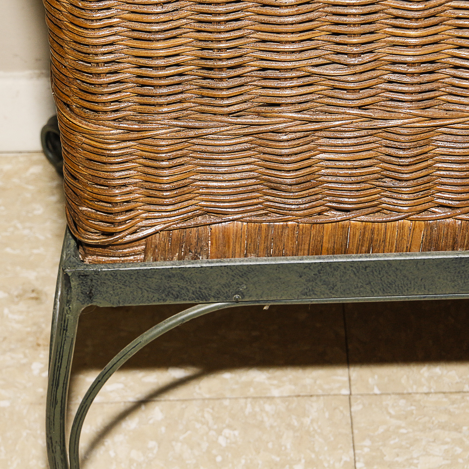 Woven Wicker Trunk with Metal Base