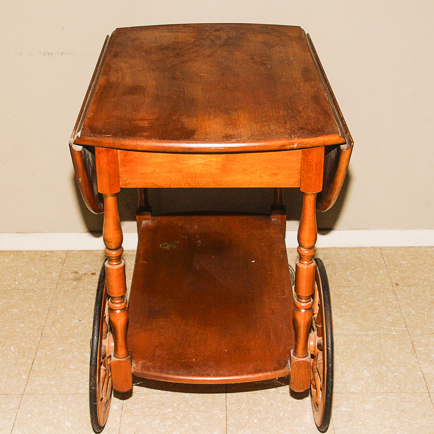 Vintage Drop Leaf Maple Tea Cart