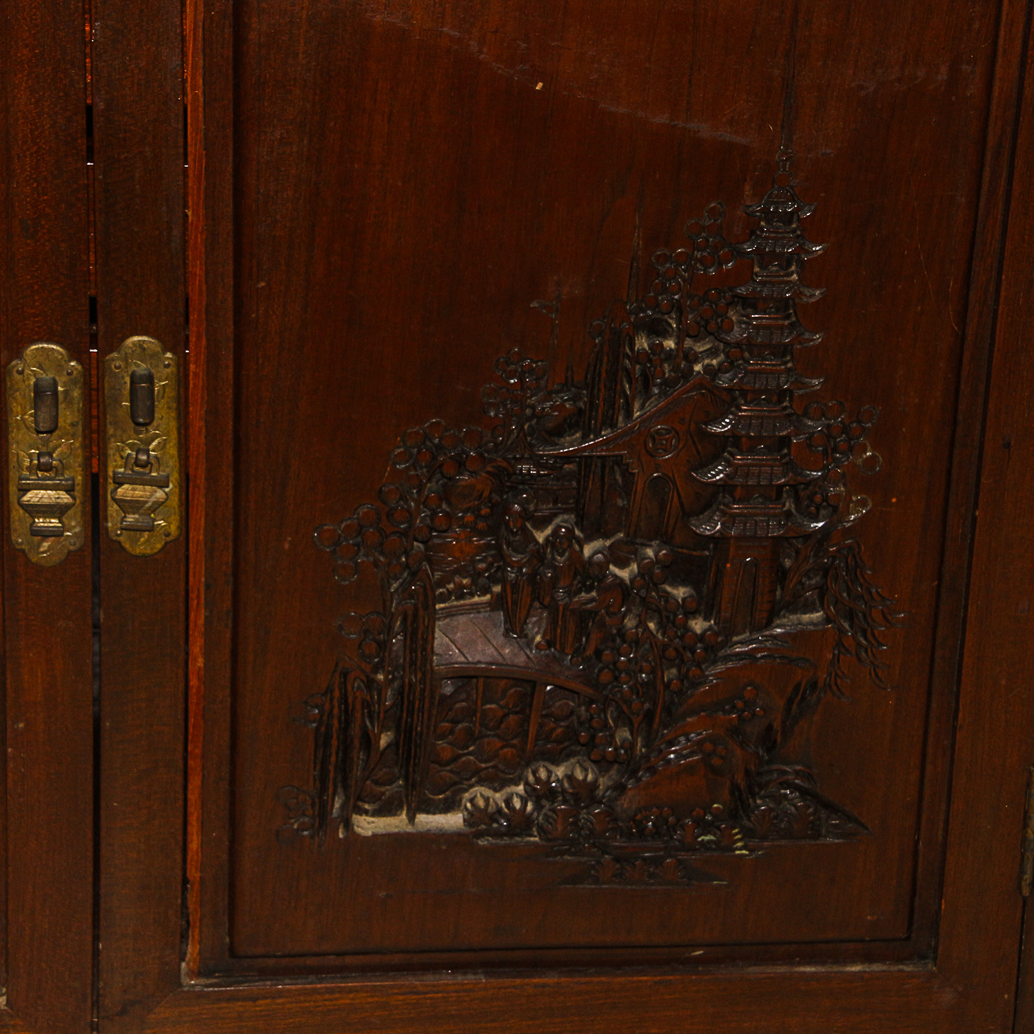 Vintage Asian Inspired Teak Cabinet