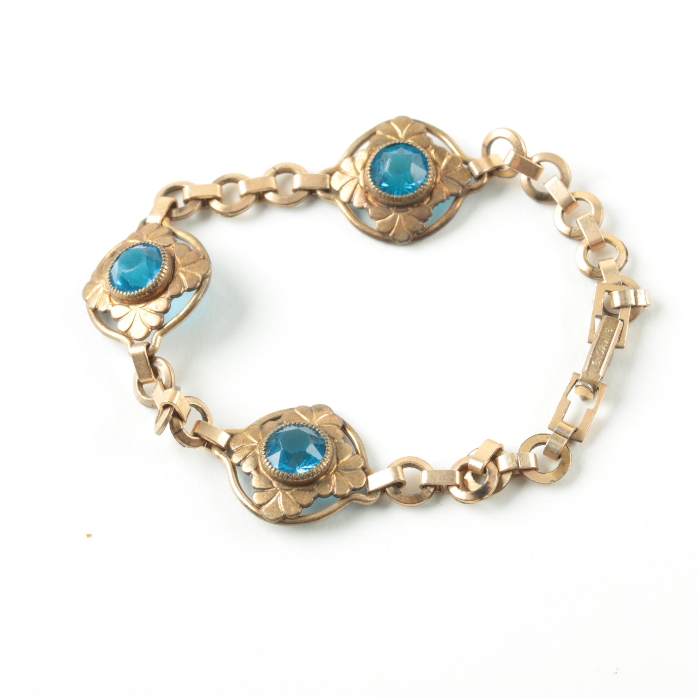 Gold-Tone Bracelet and Pendant Selection Including Agate