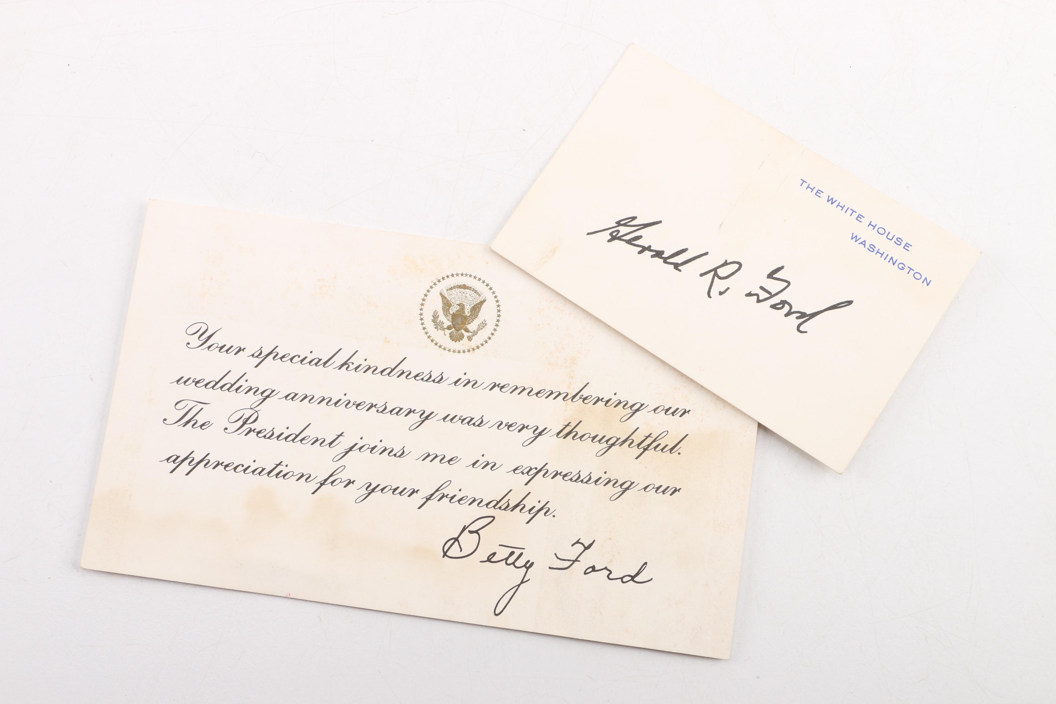 Gerald and First Lady Betty Ford Memorabilia including official White House Card