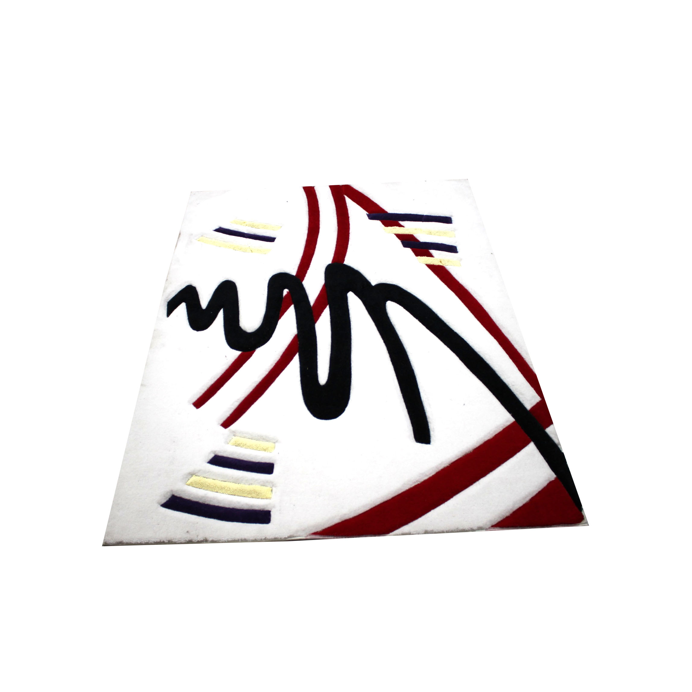 Memphis Group Style Tufted and Carved Graphic Wool Accent Rug