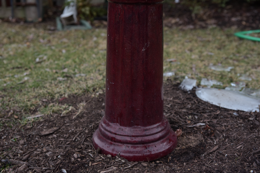 Burgundy Ceramic Birdbath