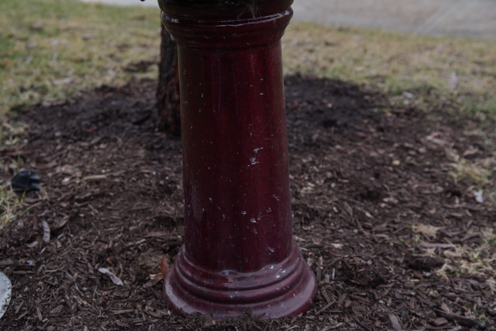 Burgundy Ceramic Birdbath