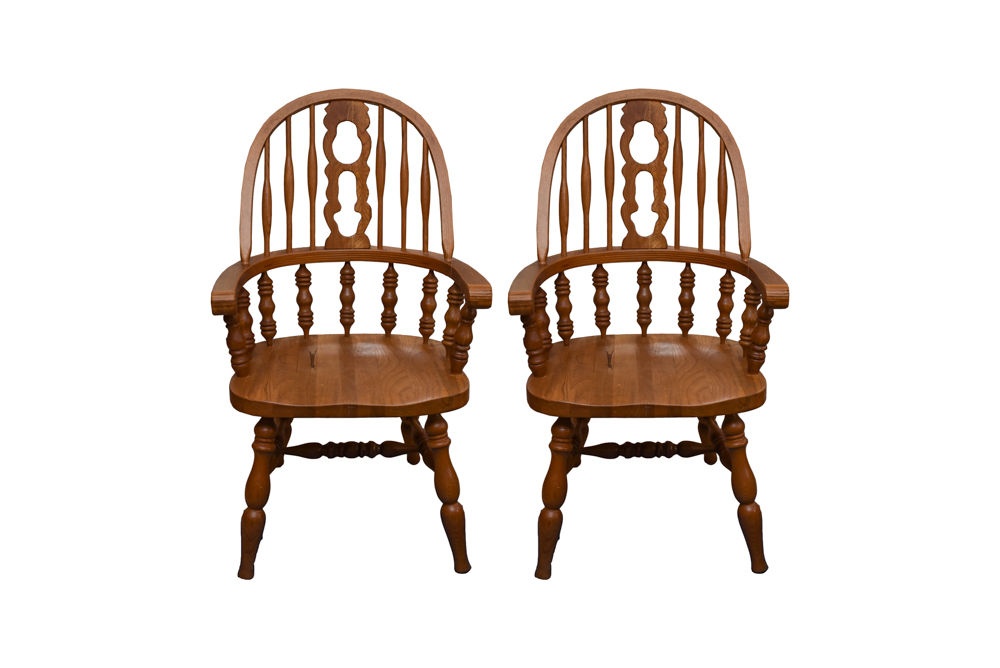 Pair of Vintage Windsor Style Armchairs