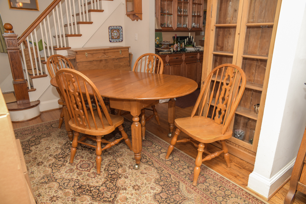 Vintage Dining Table with Windsor Style Chairs