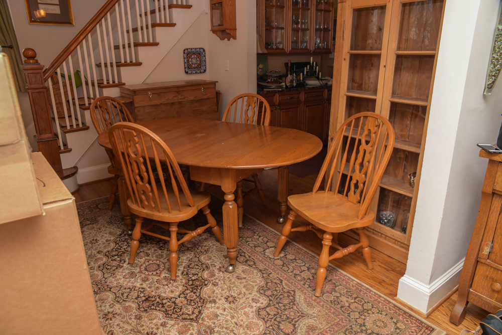 Vintage Dining Table with Windsor Style Chairs