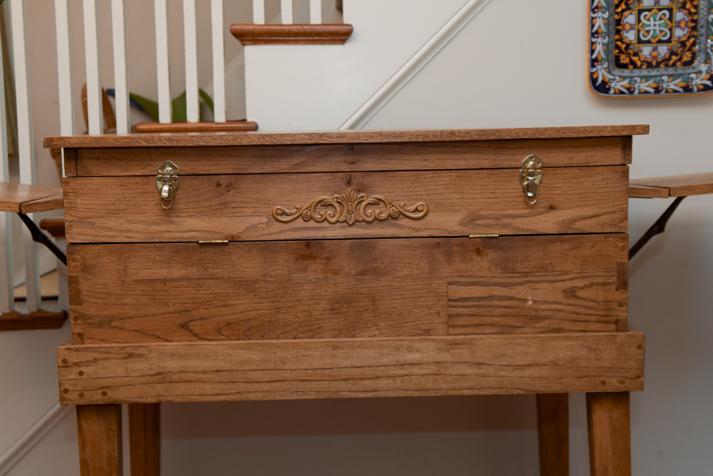 Hand-Crafted Oak Chest-on-Stand
