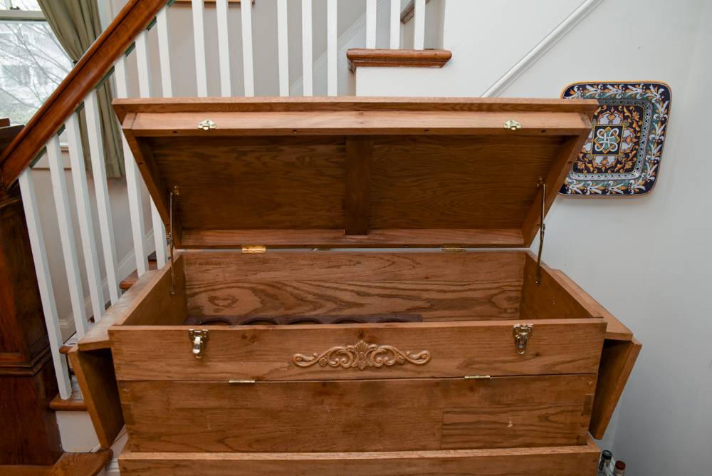 Hand-Crafted Oak Chest-on-Stand
