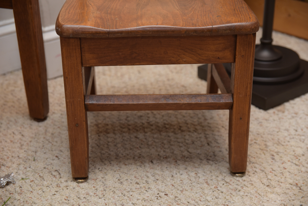 Collection of Vintage Oak School Chairs with Desk
