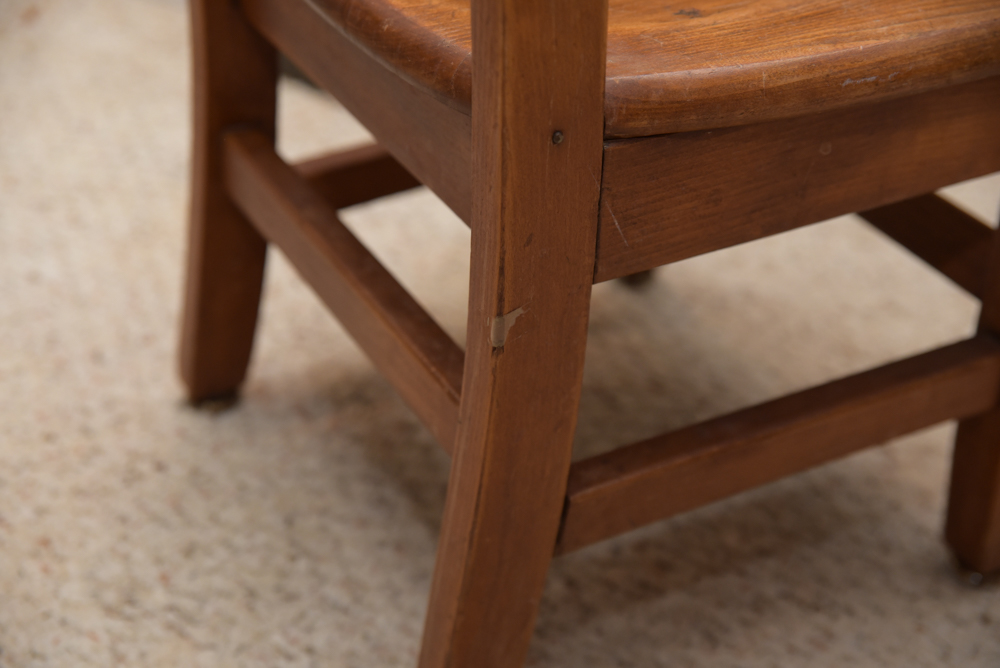 Collection of Vintage Oak School Chairs with Desk