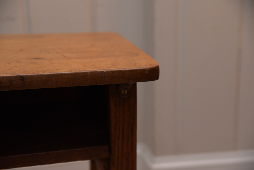 Collection of Vintage Oak School Chairs with Desk