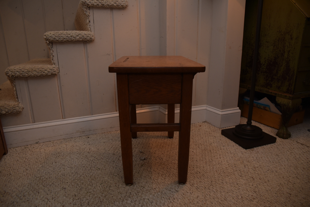 Collection of Vintage Oak School Chairs with Desk