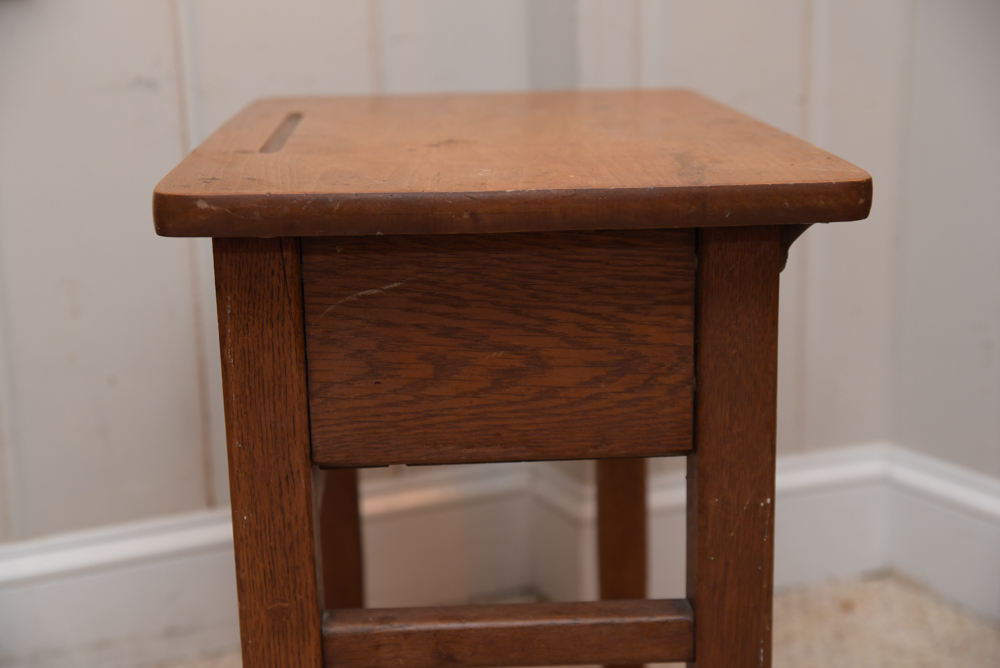 Collection of Vintage Oak School Chairs with Desk