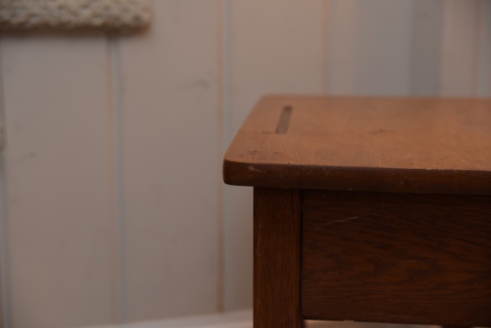 Collection of Vintage Oak School Chairs with Desk