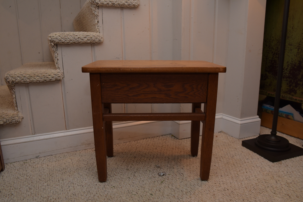 Collection of Vintage Oak School Chairs with Desk