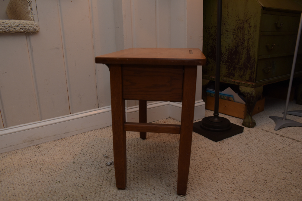 Collection of Vintage Oak School Chairs with Desk