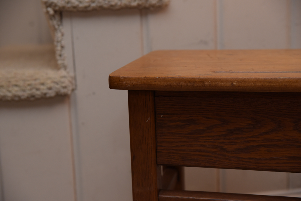 Collection of Vintage Oak School Chairs with Desk