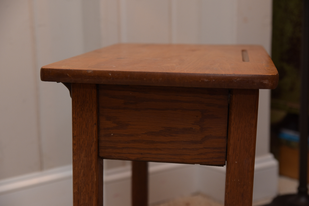 Collection of Vintage Oak School Chairs with Desk