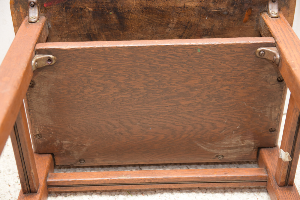 Collection of Vintage Oak School Chairs with Desk